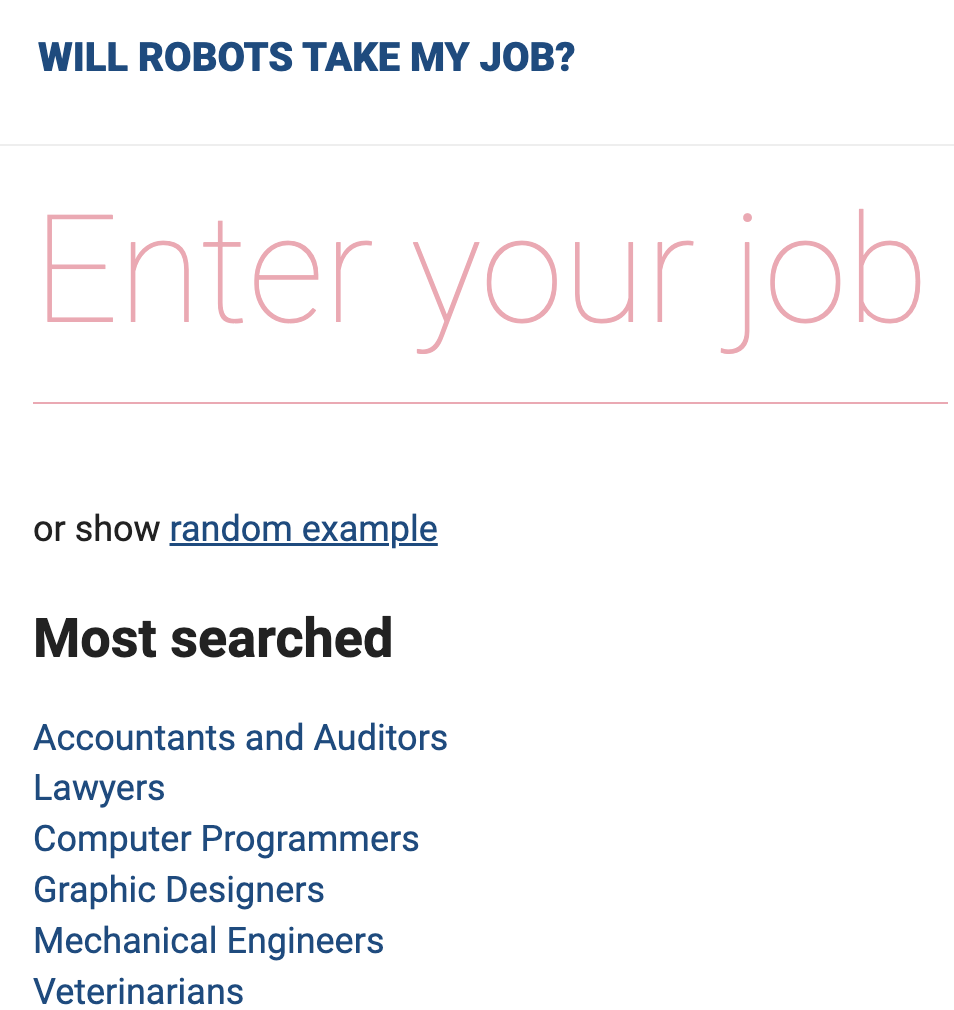 Will Robots Take My Job website illustration